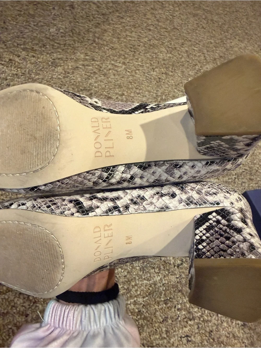 Donald J. Pliner Women's Snakeskin Print Ballet Flats in Light Pink/Black